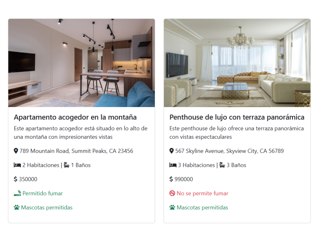 screenshot of a real estate website