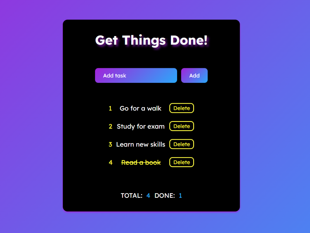 screenshot of a to-do list