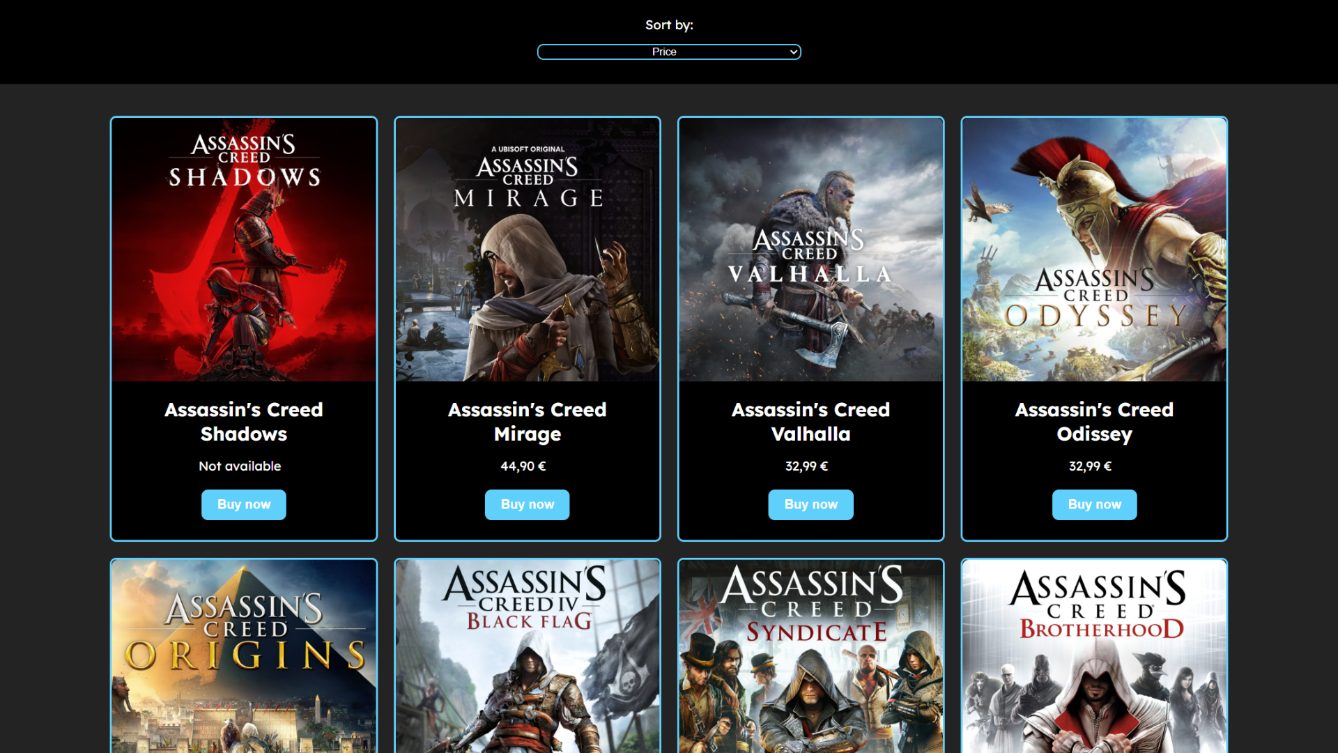 screenshot of video game store